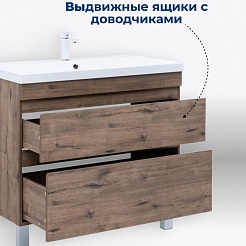 Aquanet Тумба под раковину Нота New 100 дуб веллингтон табак – фотография-9
