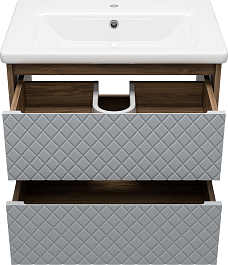 Brevita Тумба под раковину Chester 65 подвесная серый/дуб чарльстон темно-коричневый – фотография-3