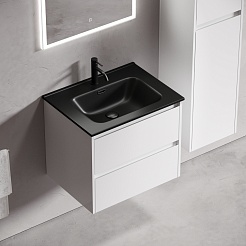 Sancos Тумба с раковиной Libra 60 белый глянец раковина Element 61 CN7001MB – фотография-3