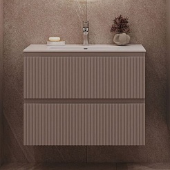 Aquanet Тумба с раковиной Джейн 2.0 70 Flat подвесная мокко матовый – фотография-5