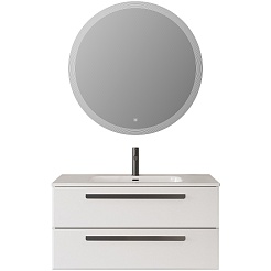 Cezares Тумба с раковиной Eco Cer-N 100 bianco opaco CZR-8095-100 ручки чёрные – фотография-2