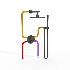 Paini Смеситель для ванны и душа Cox 78PZ690TH с термостатом, встраиваемый, брашированный чёрный – фотография-2