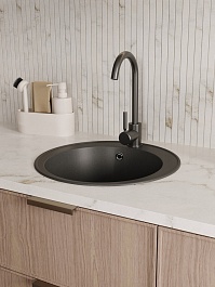 Teymi Мойка кухонная Lina Smart D48 кварцевая черная матовая – фотография-6