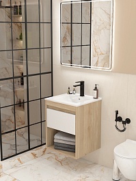 Teymi Тумба с раковиной Vitra 50 подвесная дуб/белый – фотография-11