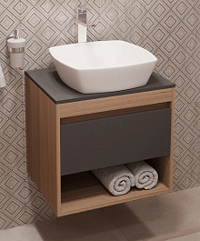 Teymi Тумба с раковиной Ritta 55 дуб эврика/графит матовый подвесная T60523 раковина T50701 – фотография-1