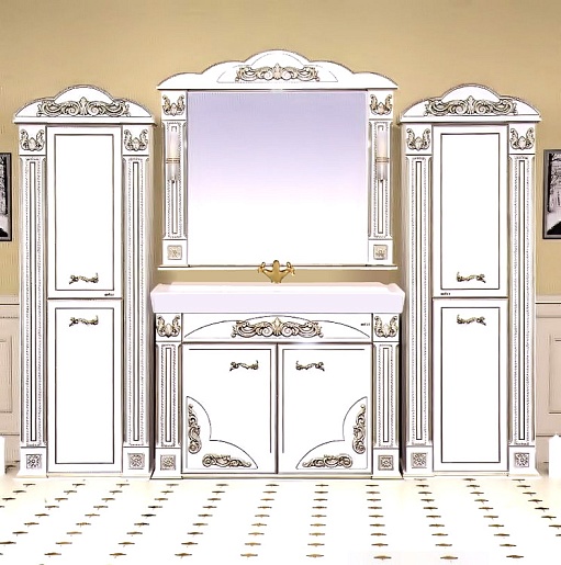 Misty Мебель для ванной Барокко 120 прямая, белая патина – фото-1