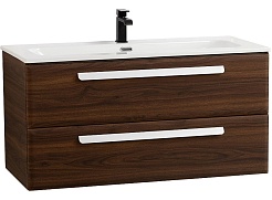 Cezares Тумба с раковиной Eco Cer-N 100 орех шоколад софт CZR-8073-100 ручки сатин – фотография-1