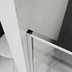 Azario Душевая перегородка Shanghai 140/195 профиль матовый графит стекло прозрачное – фотография-7