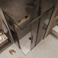 Grossman  Душевой уголок Galaxy 90x70x195 профиль черный матовый стекло тонированное – фотография-6