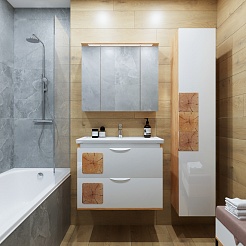 Бриклаер Мебель для ванной Форест 80 подвесная белый/дуб золотой – фотография-2
