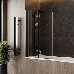 Teymi Шторка на ванну Anni 100x140 профиль черный матовый стекло прозрачное – фотография-7