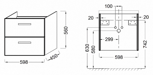 Jacob Delafon Мебель для ванной "Ola 60" белый лак – картинка-5