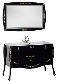 Aquanet Тумба с раковиной "Виктория 120" черный/золото – фотография-4