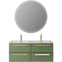 Cezares Тумба с раковиной Eco Cer-N 120 с 4 ящиками фисташковый софт CZR-8095-120-2 ручки сатиновое золото – фотография-8