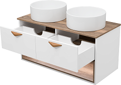 Brevita Тумба под раковину Bergen 105 подвесная дуб галифакс олово/белая – фотография-12