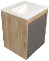 Teymi Тумба с раковиной Netta 50 Волна подвесная дуб/графит