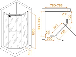 RGW Душевой уголок Passage PA-091B 90x80 профиль черный стекло прозрачное – фотография-3