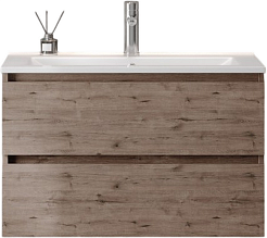 Teymi Тумба с раковиной Laina 80 подвесная дуб темный – фотография-1