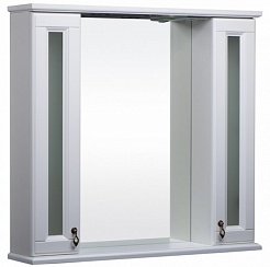 Bas Зеркало-шкаф для ванной Варна 85 белый, вставки стекло – фотография-1