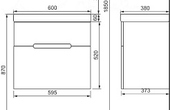 Jorno Тумба под раковину Moduo Slim 60 белая Mod.01.60/P/W подвесная – фотография-3