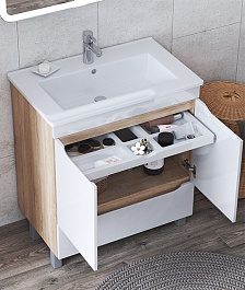 Vigo Тумба под раковину Grani 600-2-1 дуб сонома/белая – фотография-4