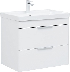 Aquanet Тумба с раковиной Ирис New 70 2 ящика подвесная белая глянцевая – фотография-1