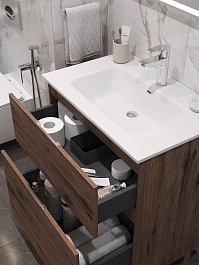 Aquanet Тумба с раковиной Алвита New 60 Flat дуб веллингтон табак – фотография-4
