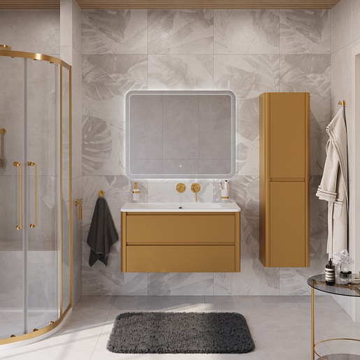 Cezares Тумба с раковиной без отверстия под смеситель Relax 100 подвесная брашированное золото – картинка-15