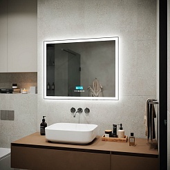 Sancos Зеркало City 2.0 90x70 с подсветкой и часами – фотография-6