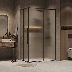 Grossman  Душевой уголок Galaxy 120x80x195 профиль черный матовый стекло шиншилла – фотография-3