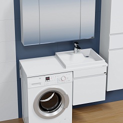 СанТа Мебель для ванной под стиральную машину Марс 110 R 1 ящик подвесная белая – фотография-3
