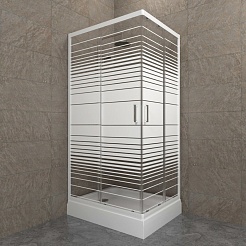 Triton Душевой уголок Фьюжн 120x80 А Полосы стекло с рисунком профиль белый – фотография-2