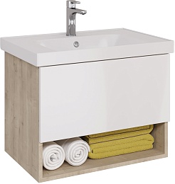 Dreja Мебель для ванной Perfecto 70 подвесная белая/дуб эврика – фотография-8