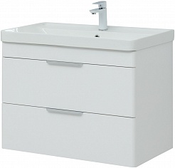 Aquanet Мебель для ванной Ирис New 80 2 ящика подвесная белая глянцевая – фотография-5