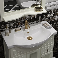 Opadiris Тумба с раковиной Тибет 75 слоновая кость, с художественным стеклом – фотография-6