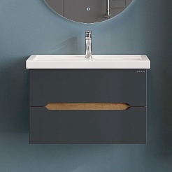 Onika Тумба с раковиной Айленд 70 подвесная графит/дуб крафт – фотография-5