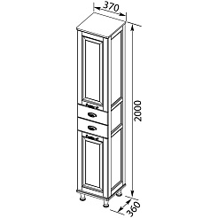 Aquanet Пенал для ванной "Тесса 35" жасмин/серебро 185814 – фотография-3