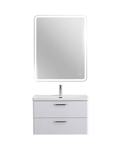 BelBagno Тумба с раковиной Due 80 подвесная Bianco Lucido ручки Матовый атласный никель – фотография-14