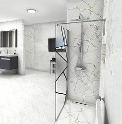 Ceruttispa Душевое ограждение Pick T120 профиль хром стекло матовое/прозрачное с рисунком – фотография-4