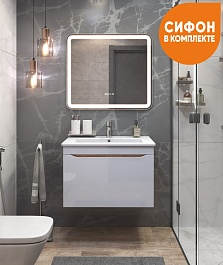 Vigo Тумба с раковиной Grani 750-0-1 подвесная белая/дуб золотой – фотография-10