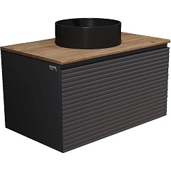 Jorno Тумба под раковину Cossety 80 подвесная антрацит/дуб Крафт золотой – фотография-1