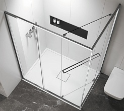 Azario Душевой уголок Monako 90/90 профиль матовый графит стекло прозрачное – фотография-2