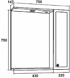 Runo Зеркальный шкаф Римини 75 R белый – фотография-4