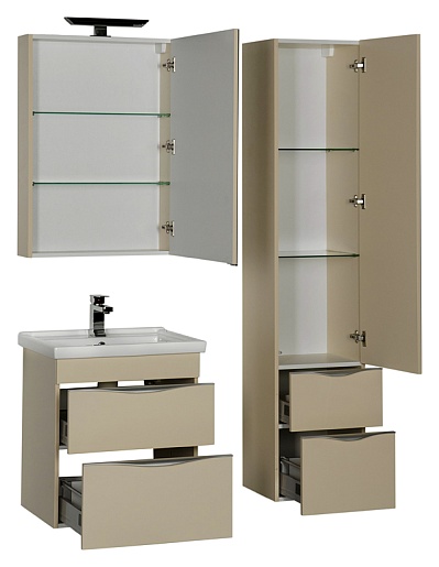 Aquanet Зеркальный шкаф "Эвора 60" сливочный – картинка-5