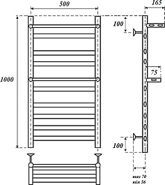 Point Полотенцесушитель электрический Артемида П8 500x1000 PN14150PE с двумя полками хром – фотография-5