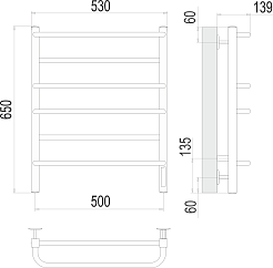 Terminus Полотенцесушитель электрический Евромикс квадро П6 500x650 хром – фотография-3