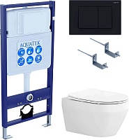 Aquatek Унитаз подвесной Лея AQ1199-00 в комплекте с инсталляцией Standard INS-0000012 с клавишей смыва KDI-0000012 матовая черная и крепления KKI-0000002