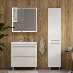 Equil Тумба под раковину Corner 80 2 ящика напольная белая – фотография-6