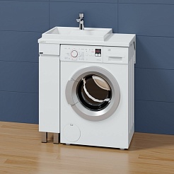 СанТа Мебель для ванной под стиральную машину Марс 80 L белая – фотография-4