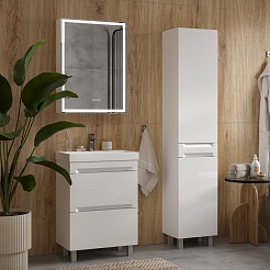 Equil Тумба с раковиной Corner 60 2 ящика напольная белая – фотография-8